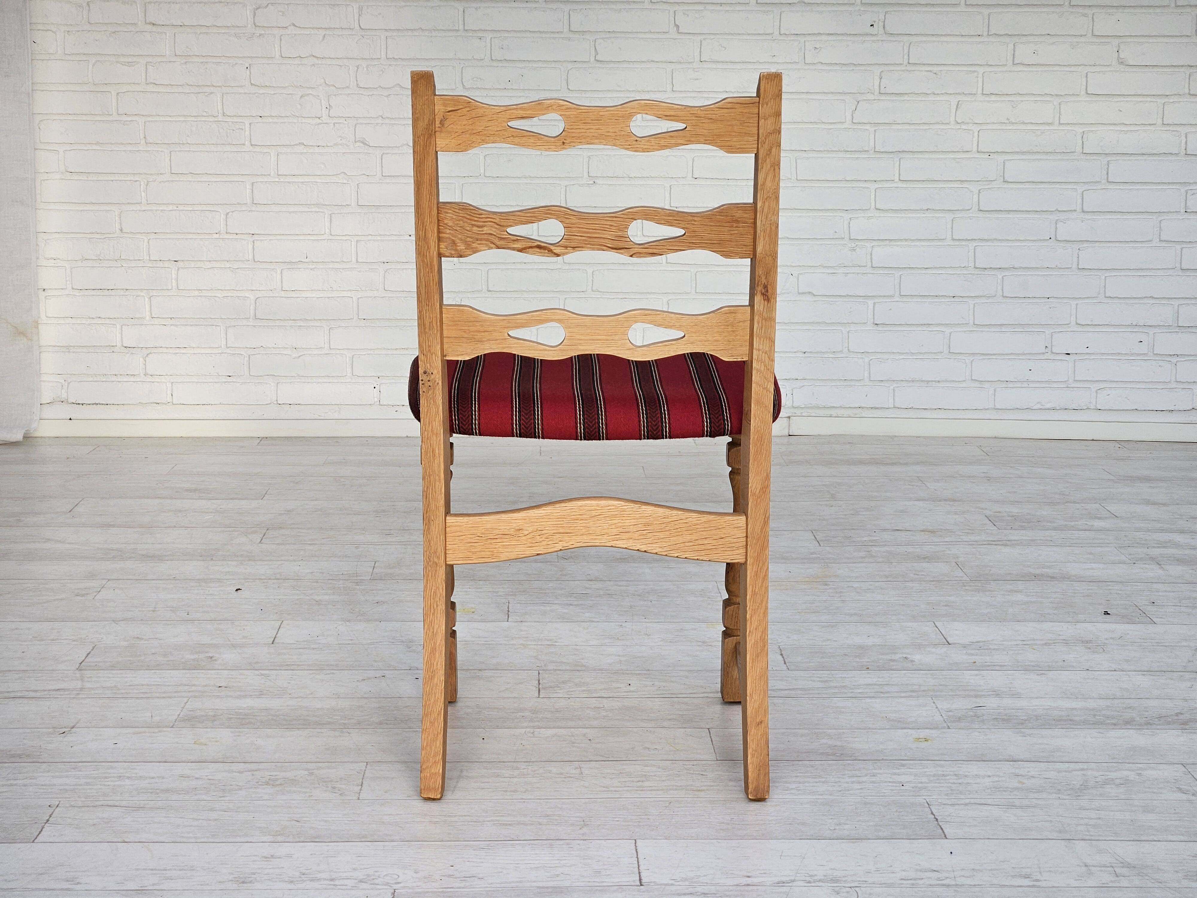 1970s, set 6 pcs of Danish dinning chairs, original good condition, furniture wool.