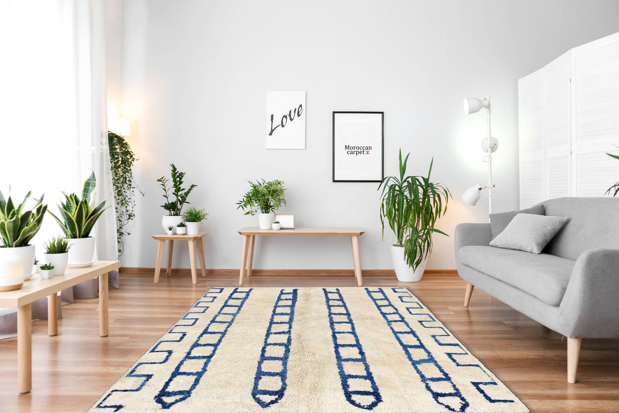 Tapis marocain moderne blanc