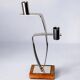 Candlestick in stainless steel and rosewood, 2 flames, Denmark, 1970s