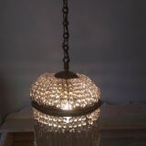 Brass hot air balloon pendant light with crystal drops