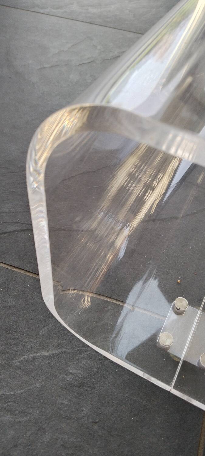 Plexiglas coffee table on wheels