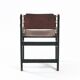 Vintage Brutalist Hide Leather and Wood with Rope Dining Chairs, Set of 2