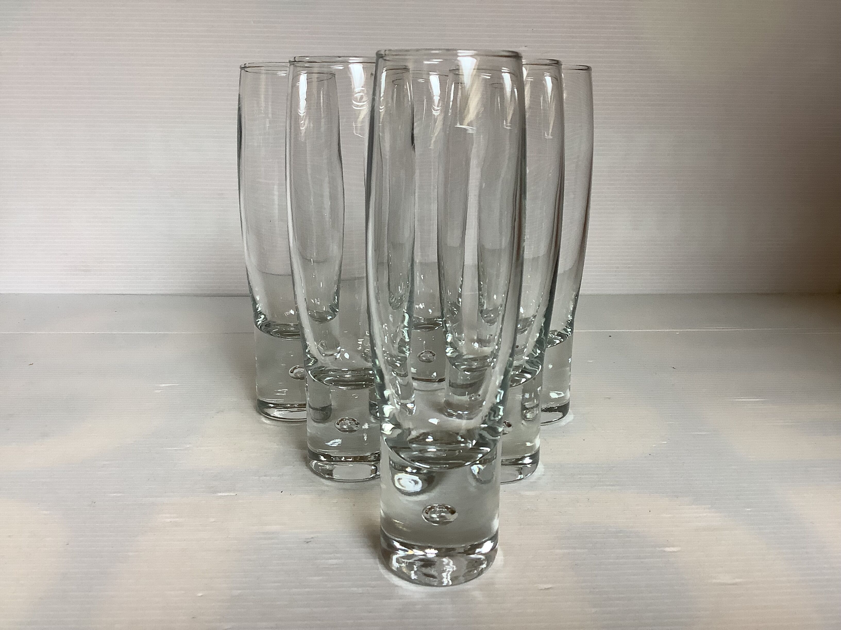 6 bubble flutes with a foot in the Kosta Boda style
