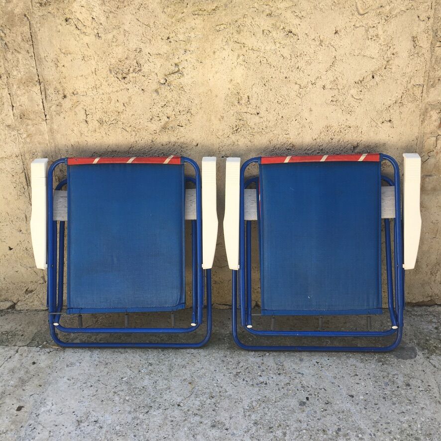 Pair of foldable camping armchairs "lafuma"