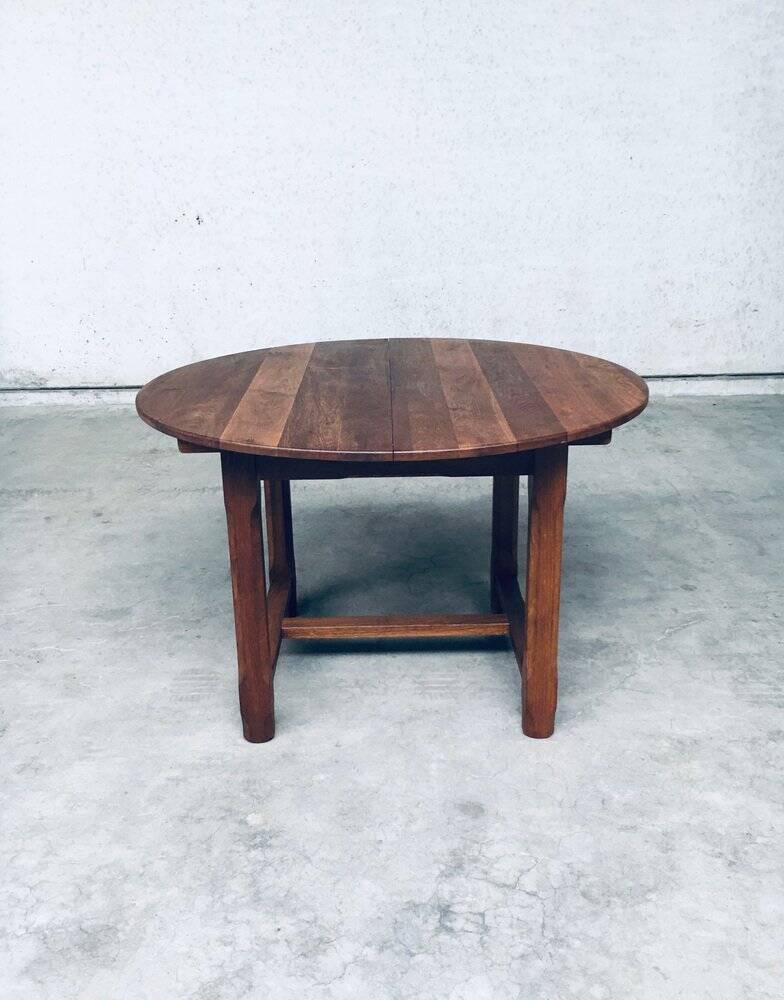 Popular Work Oak Extendable Dining Table, France, 1930s