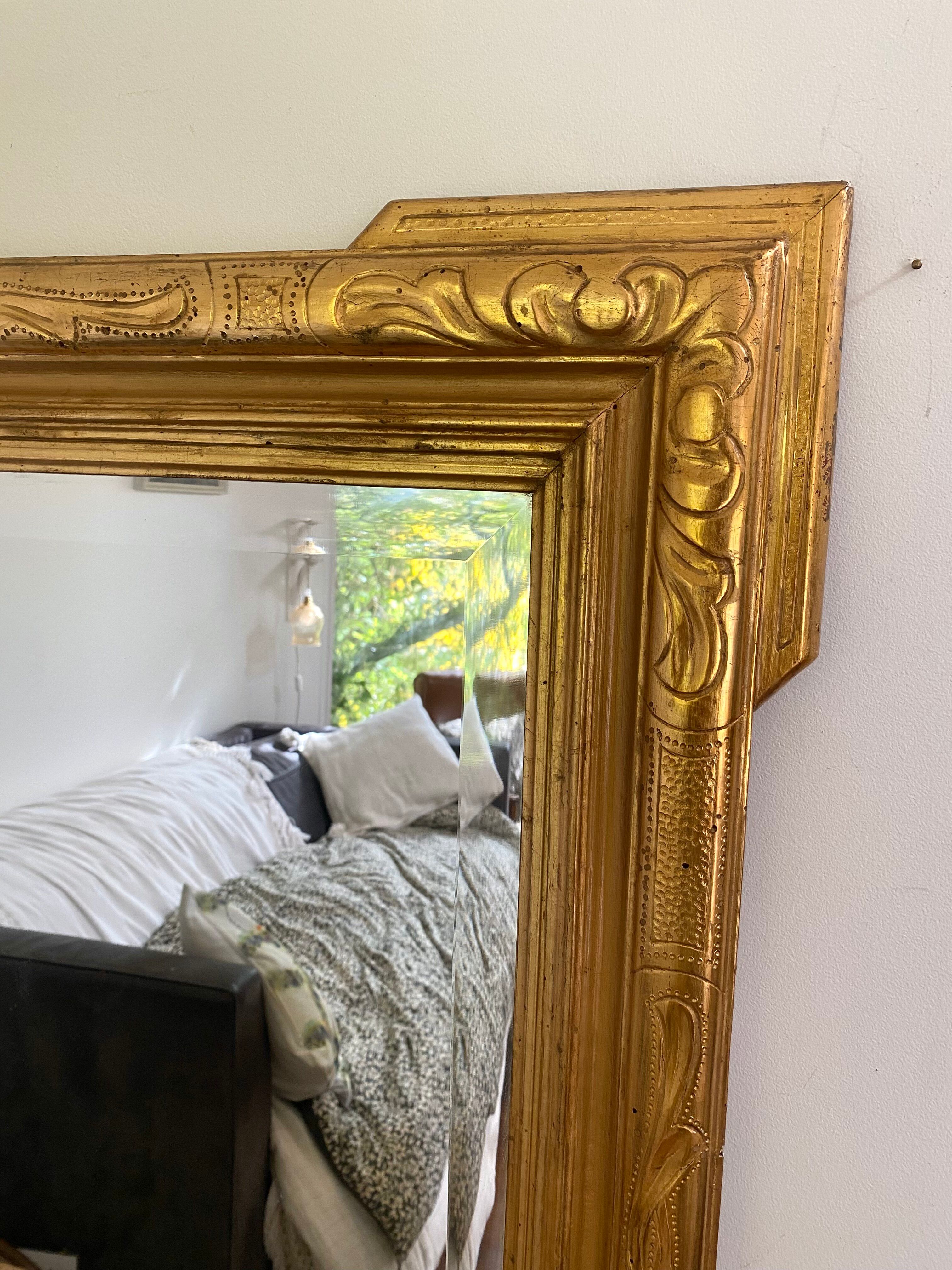 Superb antique bevelled mirror with "ears" – Louis-Philippe style – F