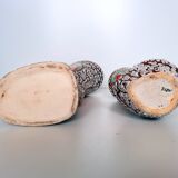 2 Vases of Vallauris in ceramic swaddled volcanic effect.