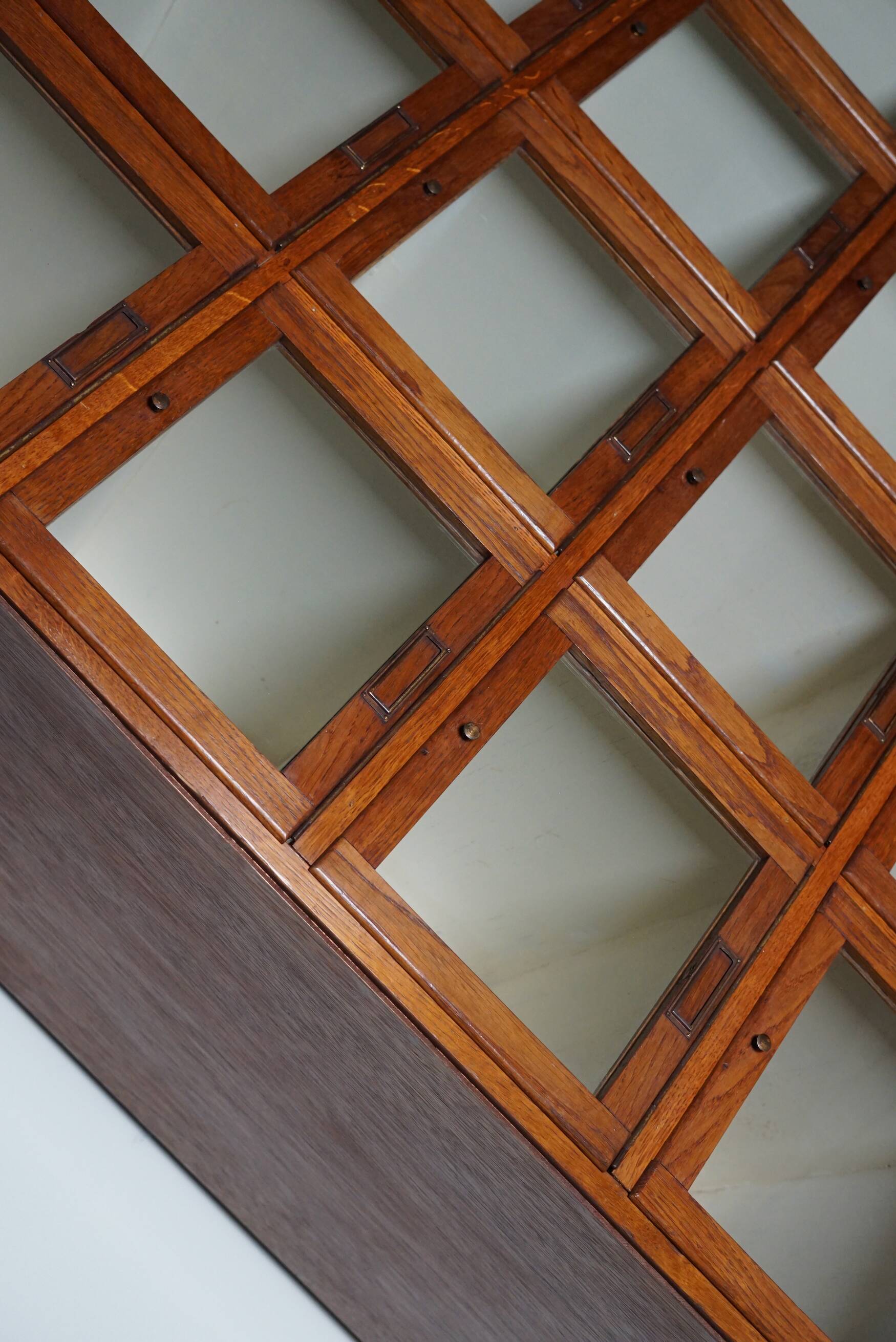 Antique Large Dutch Oak Haberdashery Shop Cabinet Folding Doors, 1920/30s