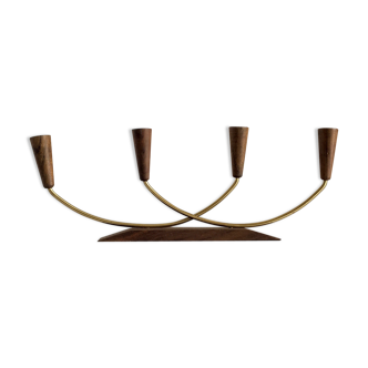 Teak and brass candlestick 1960s