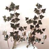 2 large metal leaf wall lights from the 70s and 80s