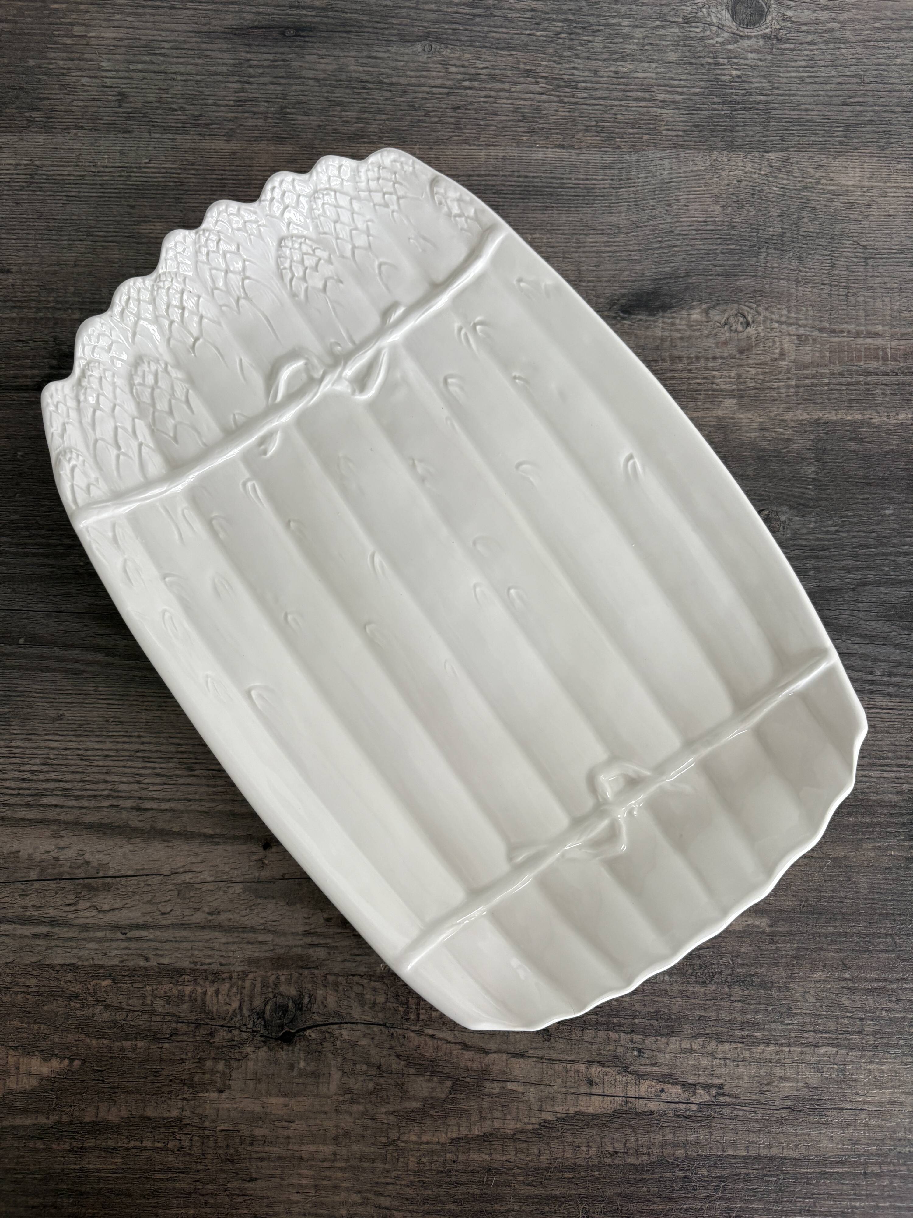 Vintage White Ceramic Asparagus Dish