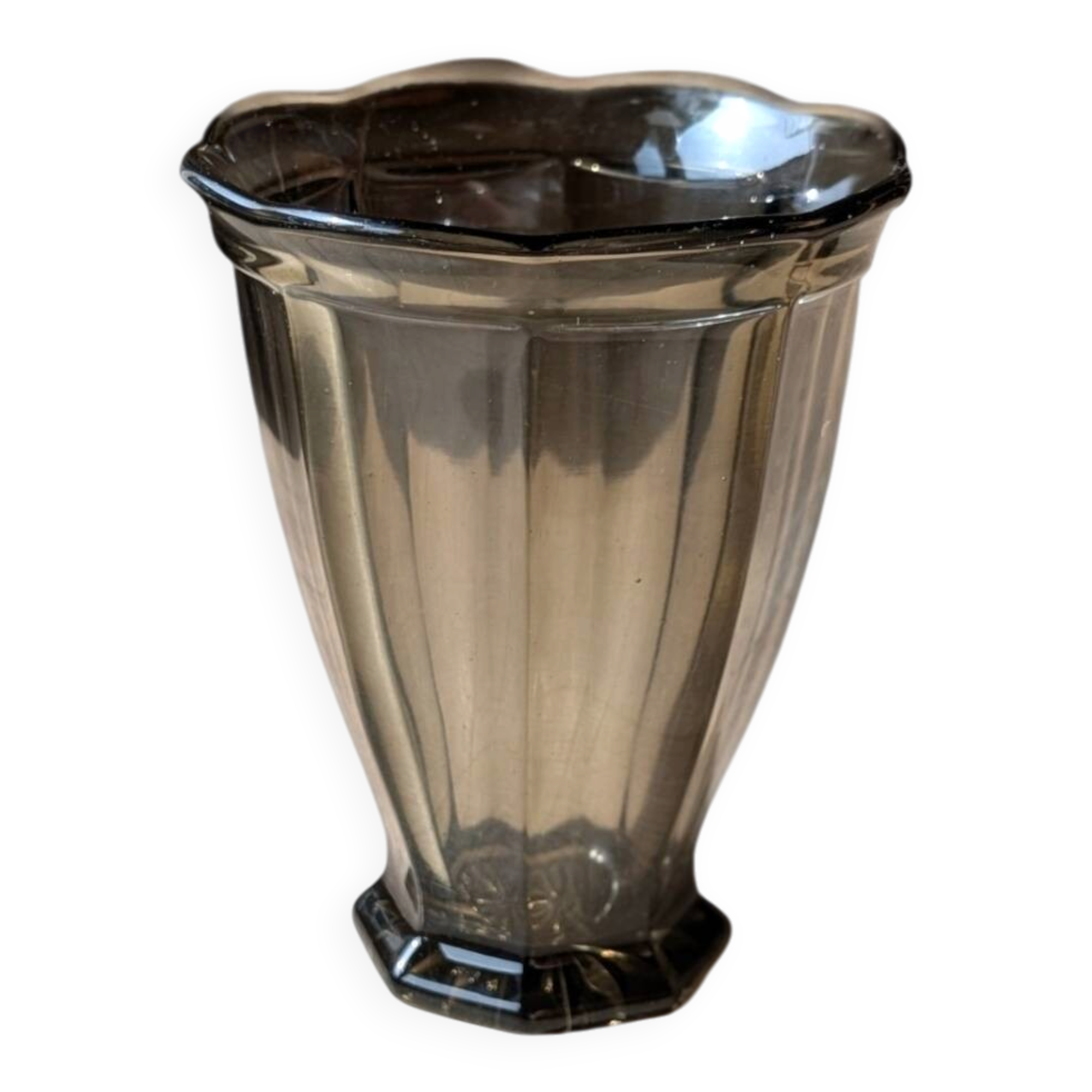 Art Deco Vase Inwald Rudolfova Huť – Model 11168 – Grey smoked glass –