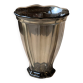 Vase Art Déco Inwald Rudolfova Huť – Modèle 11168 – Verre fumé gris –
