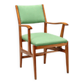 Fauteuil vintage en bois et tissu, design italien années 1950