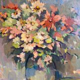 Antique painting, Still life with wild flowers, signed, 20th century