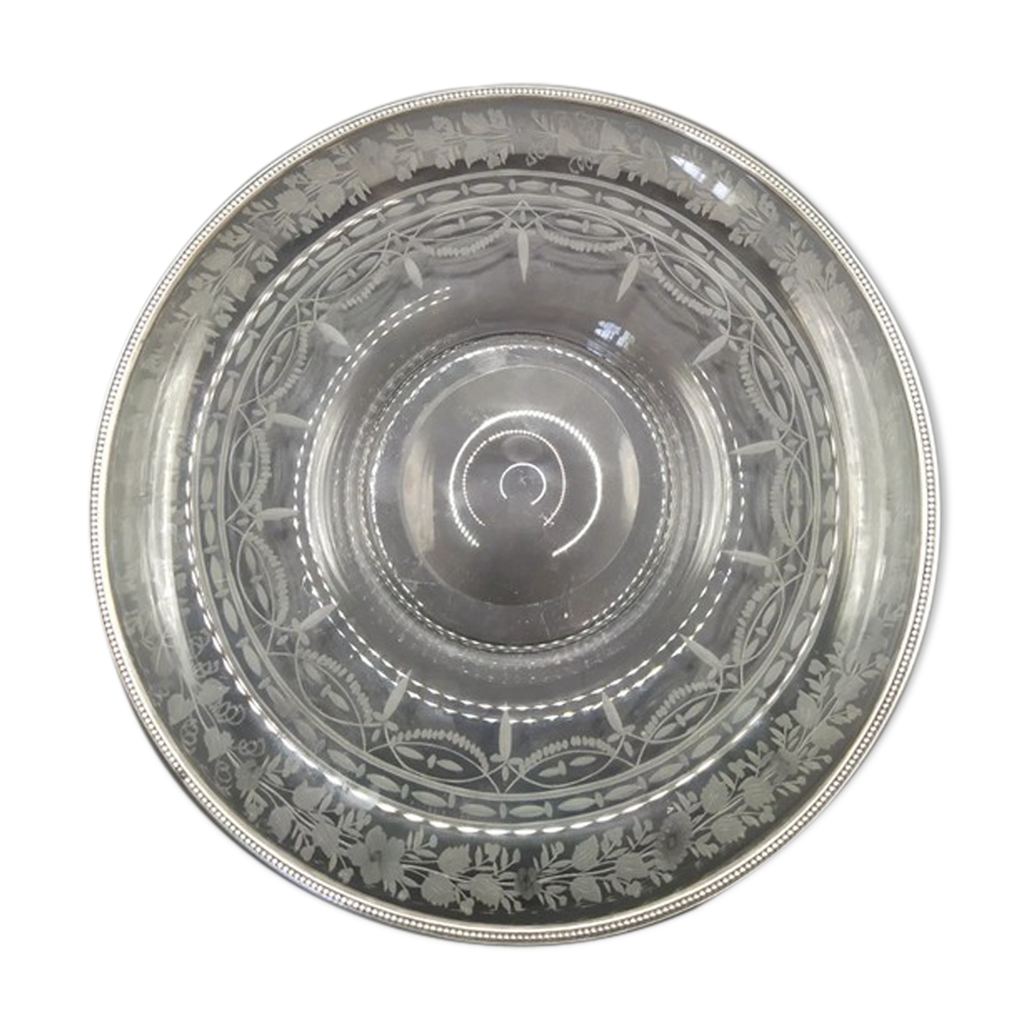 Solid glass and silver plate