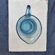 Pitcher or carafe in bubbled glass biot light blue