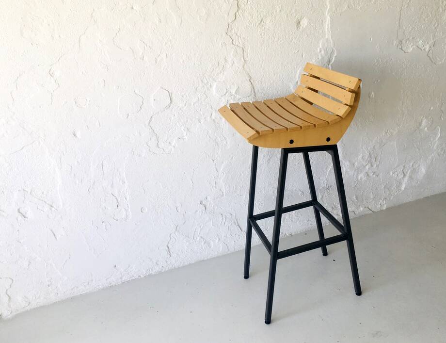 Wood and iron stool