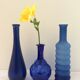 Decorative trio of blue glass vases