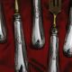 12 Cake Forks Silver Metal and Golden Blades Louis XVI Style