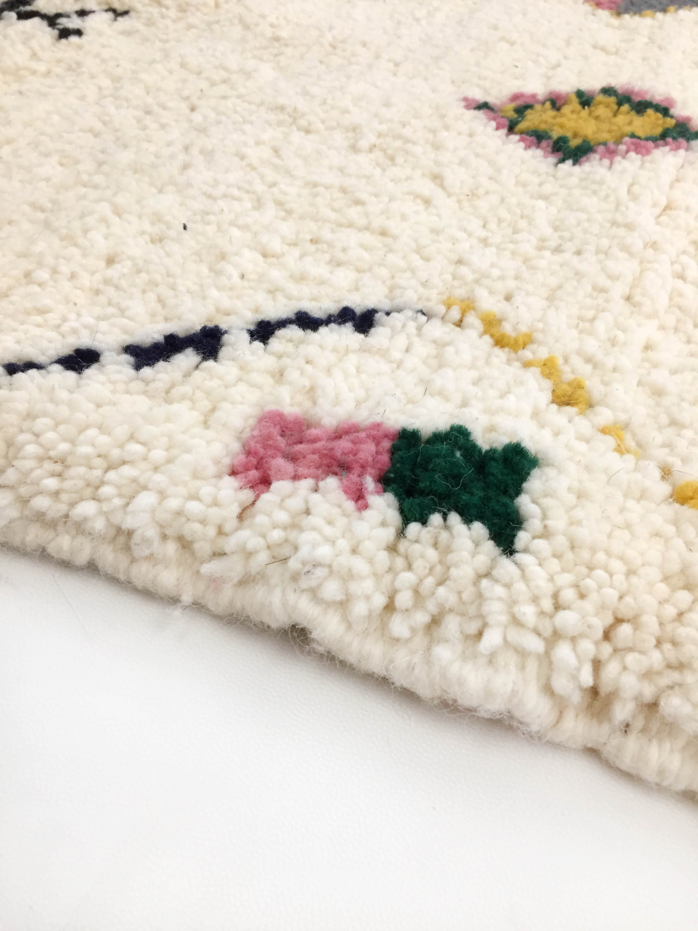 Moroccan Berber carpet azilal ecru with colorful patterns 164x123cm