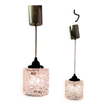 Pair of holophane glass pendants - mid 20th century