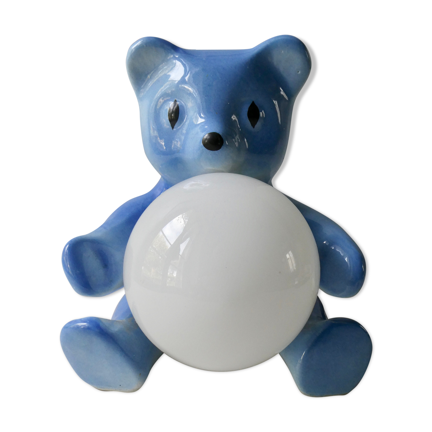 Teddy lamp in ceramic and opaline, 70s