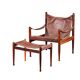 Fauteuil et ottoman en palissandre et cuir par Erik Wørts pour Niels Eilersen, Danemark 1960