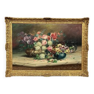 Antique still life with flowers