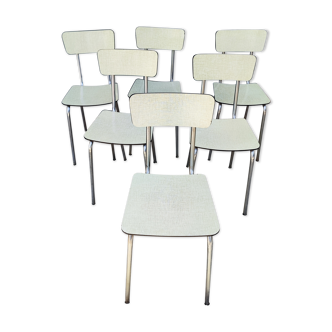 Lot 6 chairs formica yellow straw cream