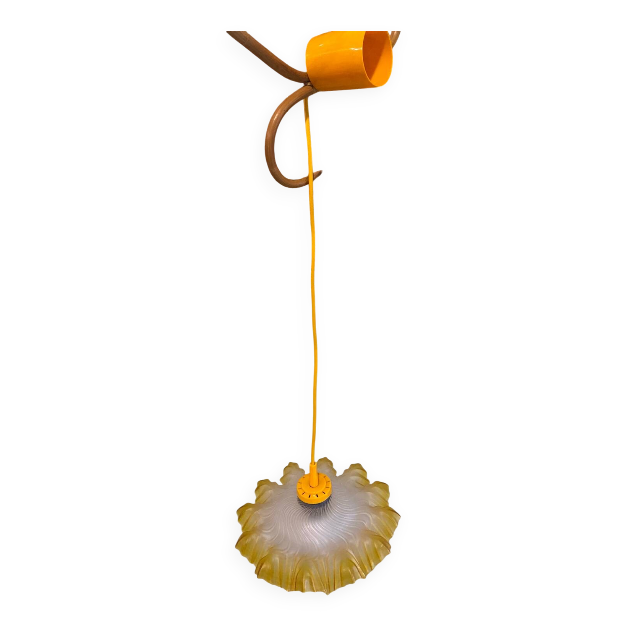 Suspension Art Déco en verre orange
