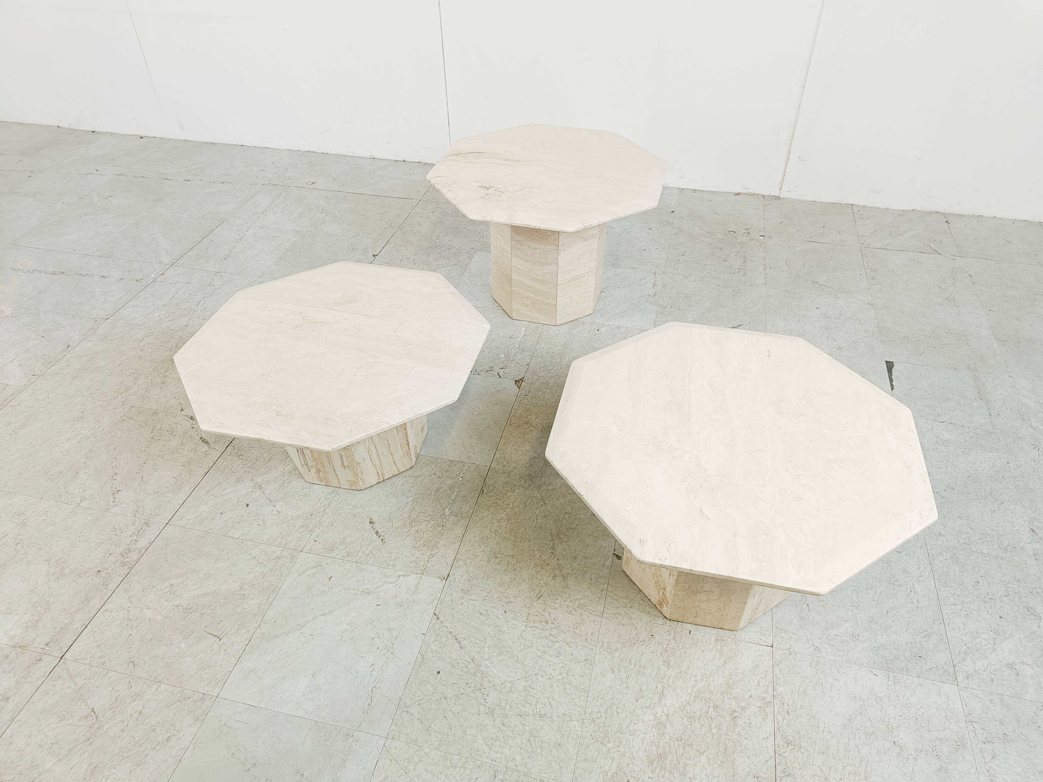 Vintage travertine nesting or side tables, 1970s
