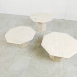 Vintage travertine nesting or side tables, 1970s