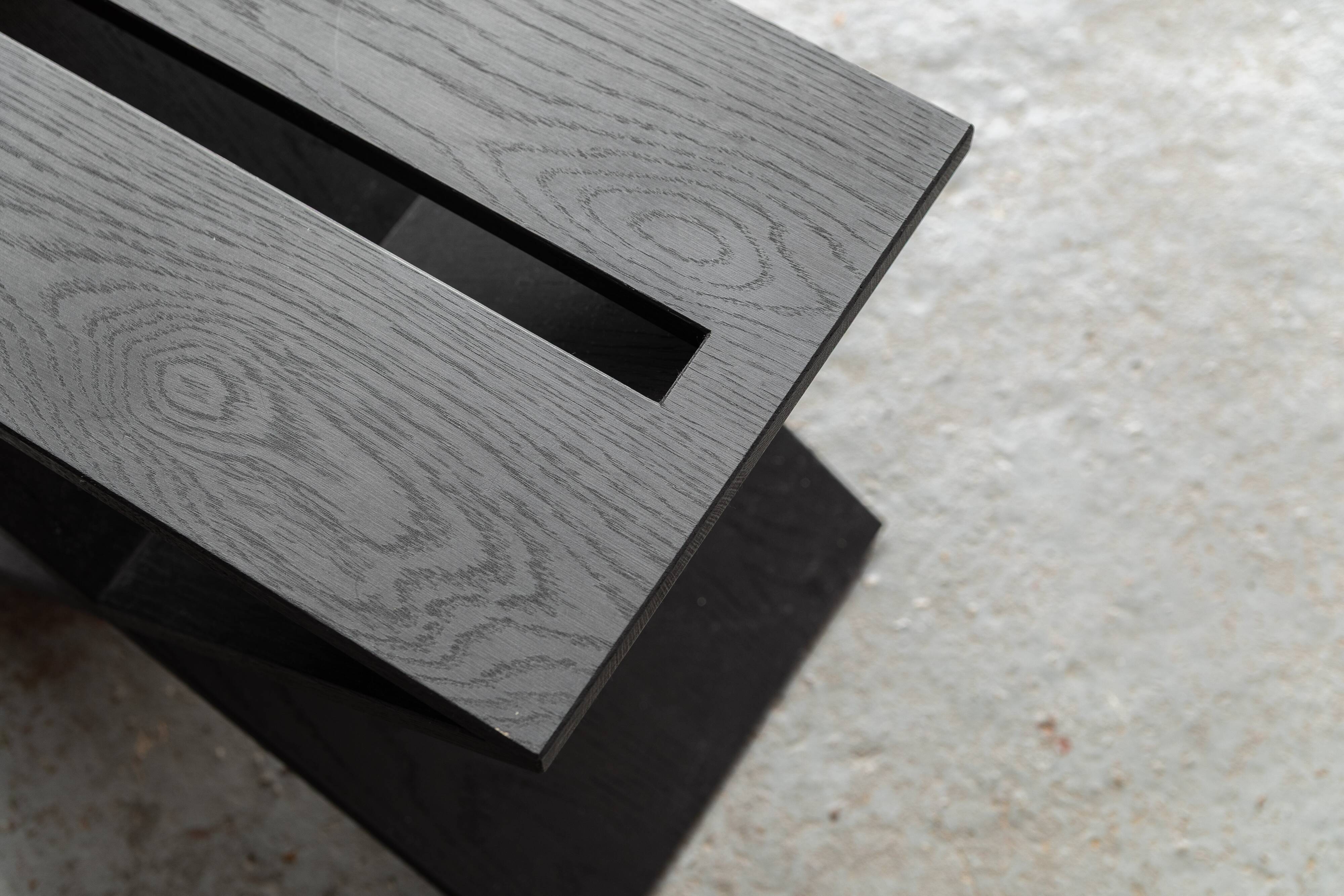 Black oak side table 'LC01' by Lena Coupez, Belgium, 2024