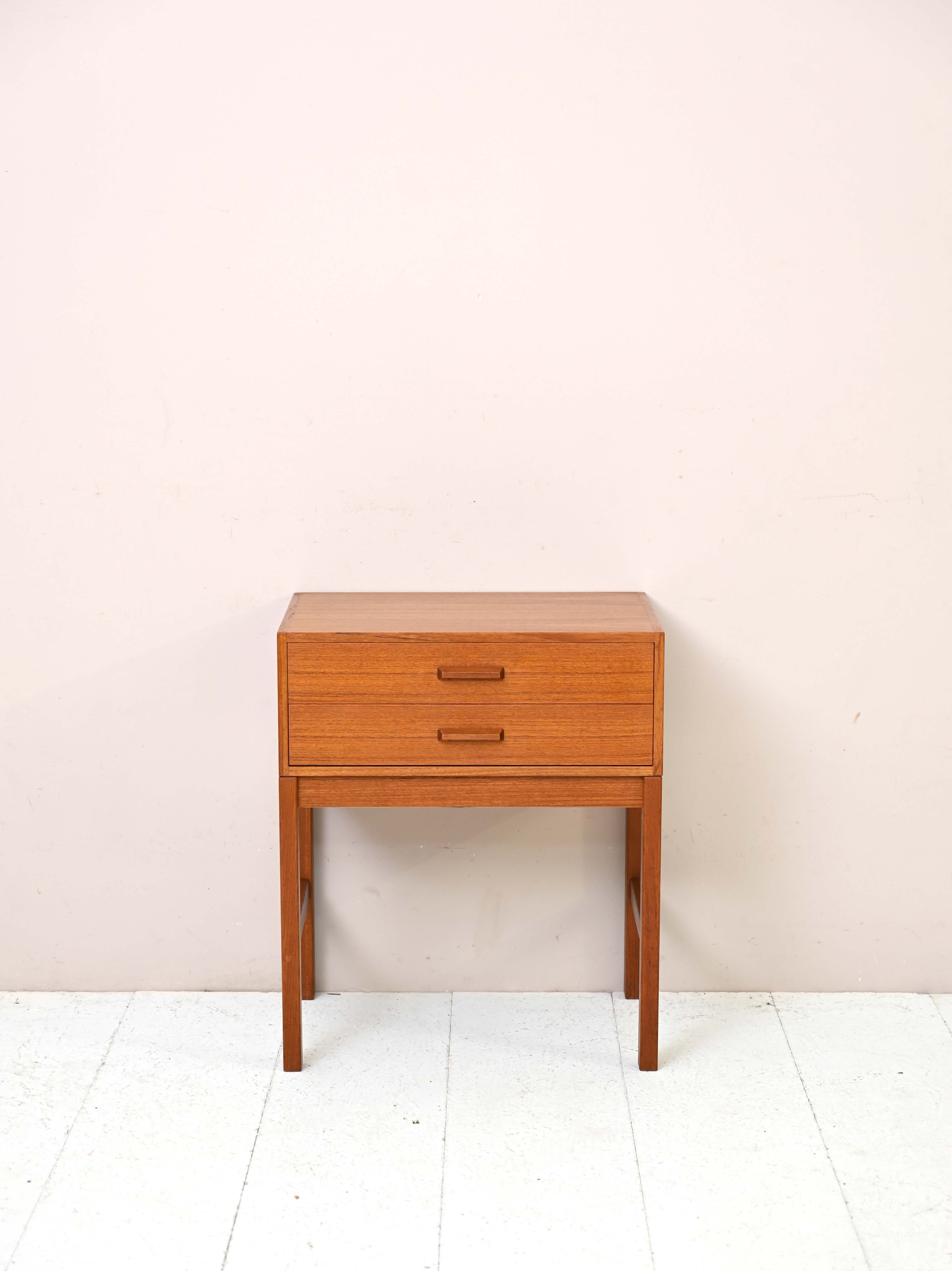 Scandinavian vintage nightstand with two drawers