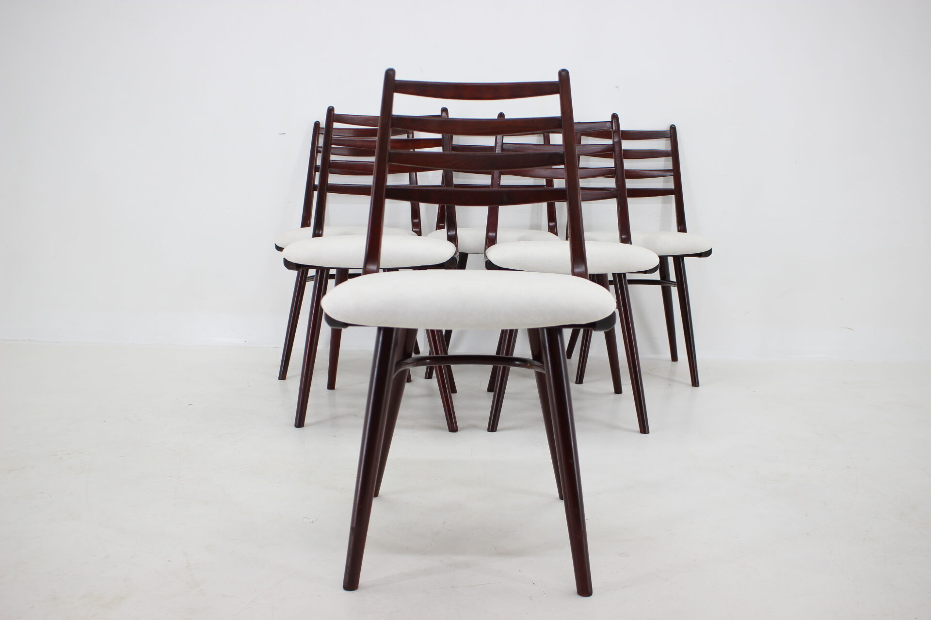 1970s Set of 6 Beech "Boomerang" dining chair ,Czechoslovakia