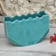 Large blue and yellow ceramic flowerpot vase