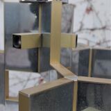 Ceiling lamp in chromed aluminum and brass, 1970