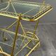 Rolling table cart in brass and glass, 20th century