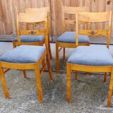 Set of 4 art deco chairs, 1940s