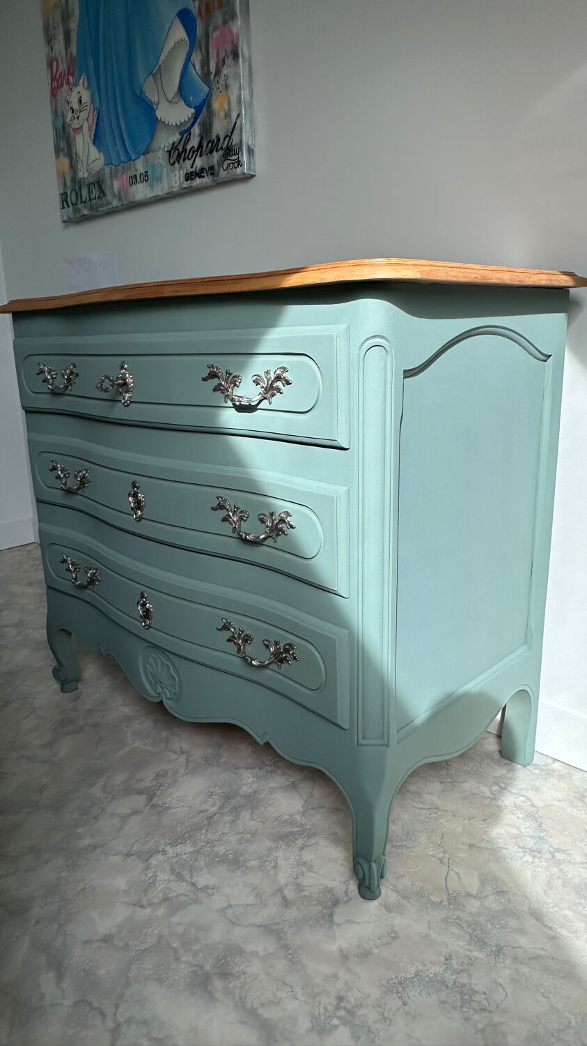 Vintage sage green chest of drawers