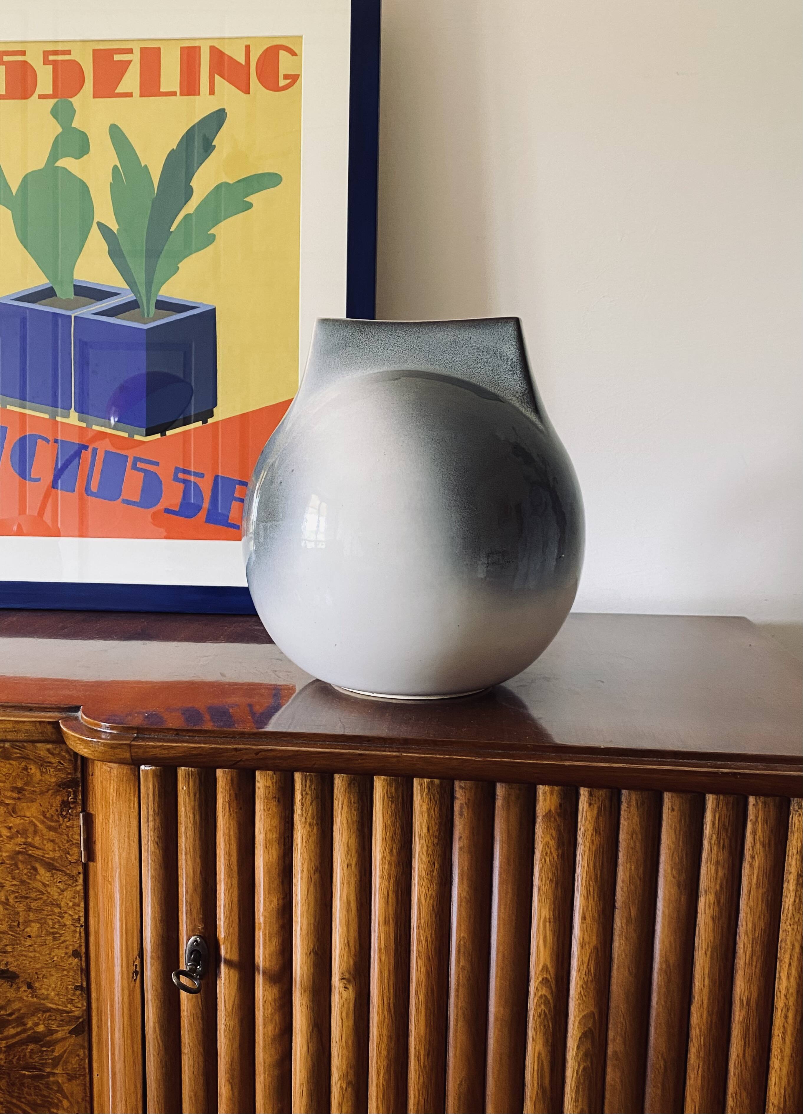 Mid-century Modern spherical gres vase, Franco Bucci Italy ca. 1970