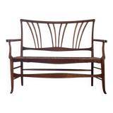 Wooden and straw bench