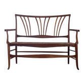 Wooden and straw bench