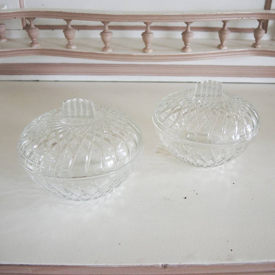 2 Old Cut Glass Candy Jars