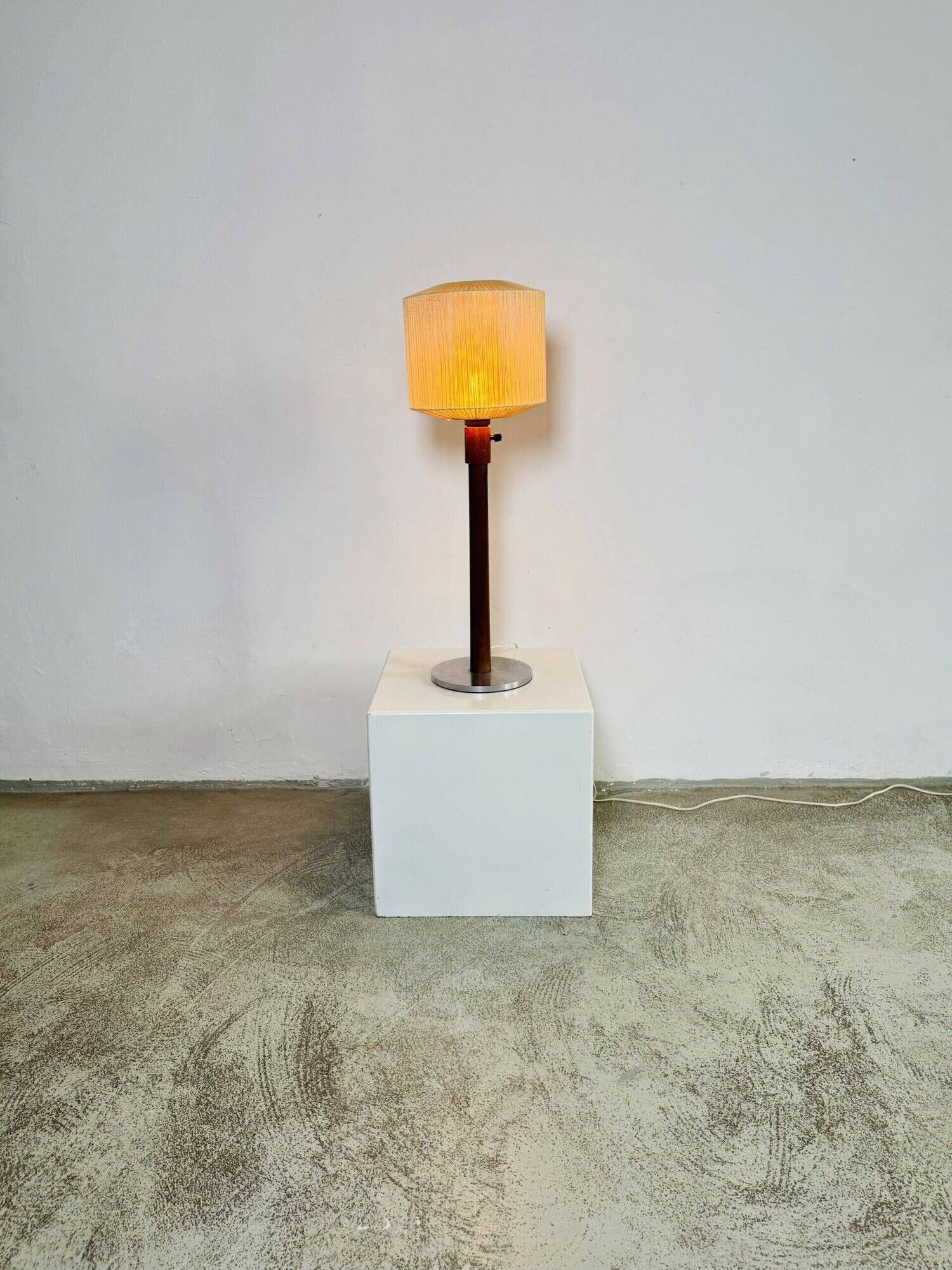Large Size Wood & Sring Table Lamp By Uno & Östen Kristiansson For Luxus, Sweden 1960S