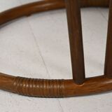 Scandinavian round bamboo and copper coffee table