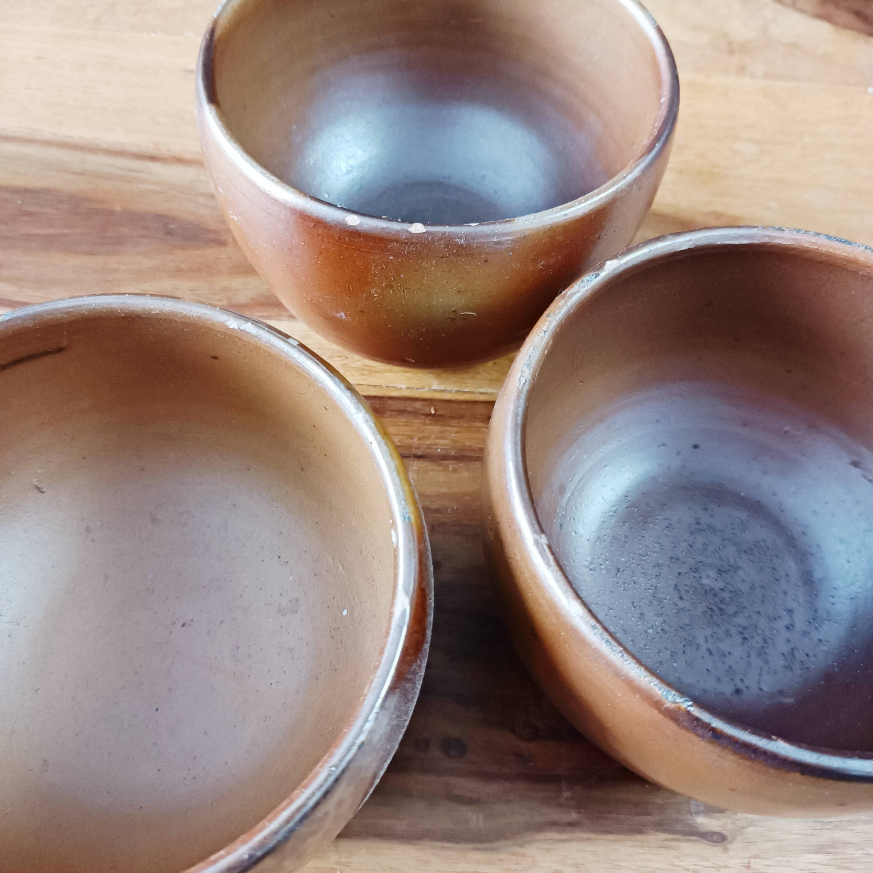 Set of 3 Sars pottery stoneware bowls, Lentier