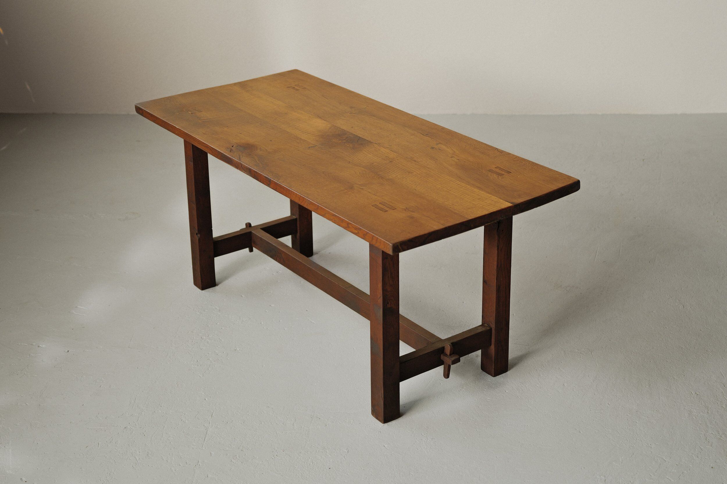 Solid oak farmhouse table, 1970 – Handcrafted