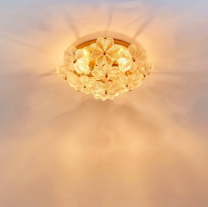 Mid-Century Floral Murano Glass Flush Mount by Ernst Palme for Palwa, Germany, 1960s